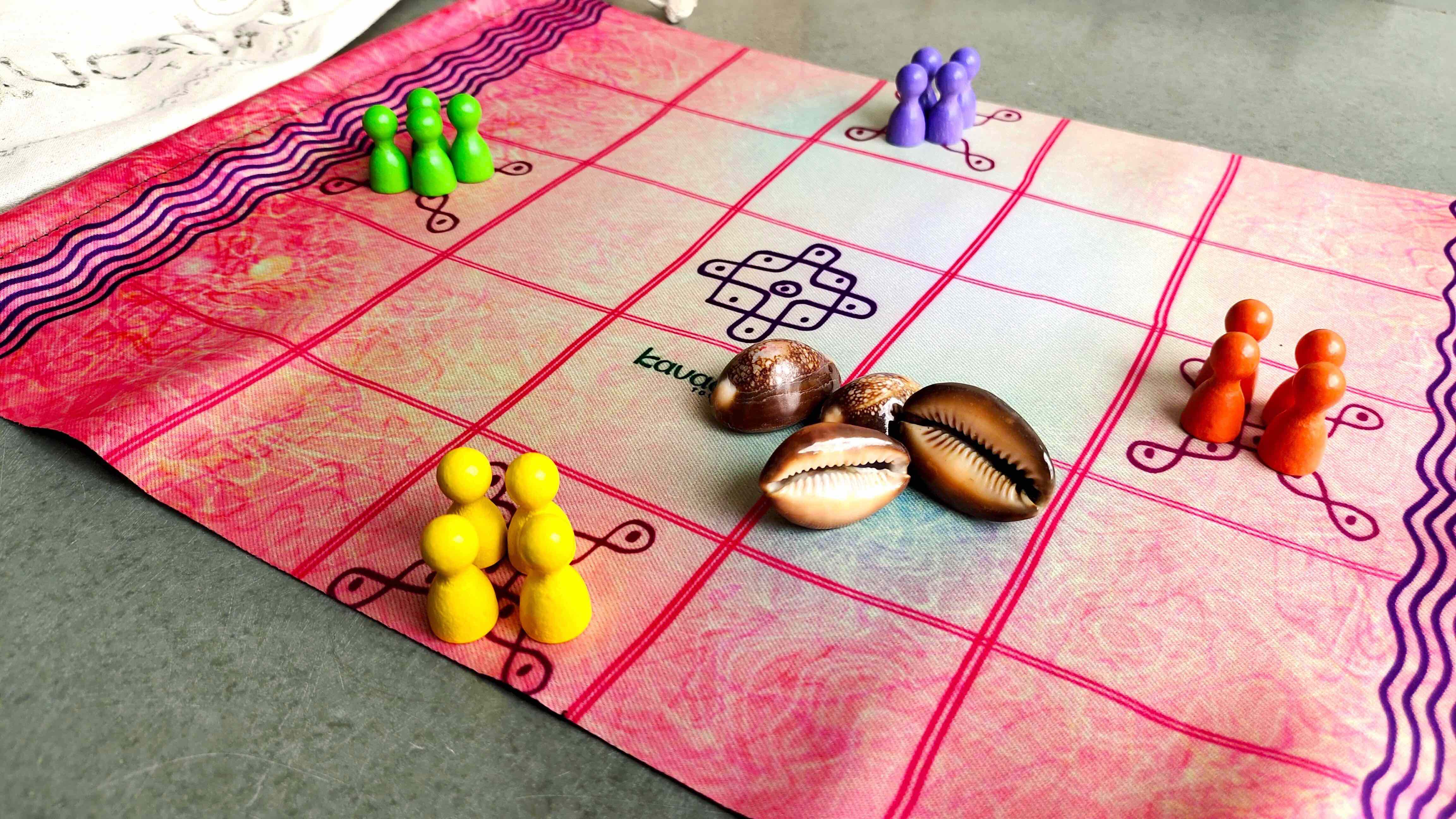 Chowkabara 5x5 game set (Kolam Series scroll)
