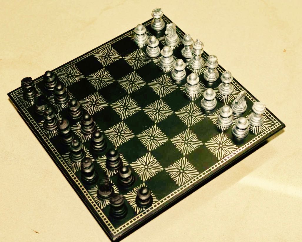 Chess set: Bidri work